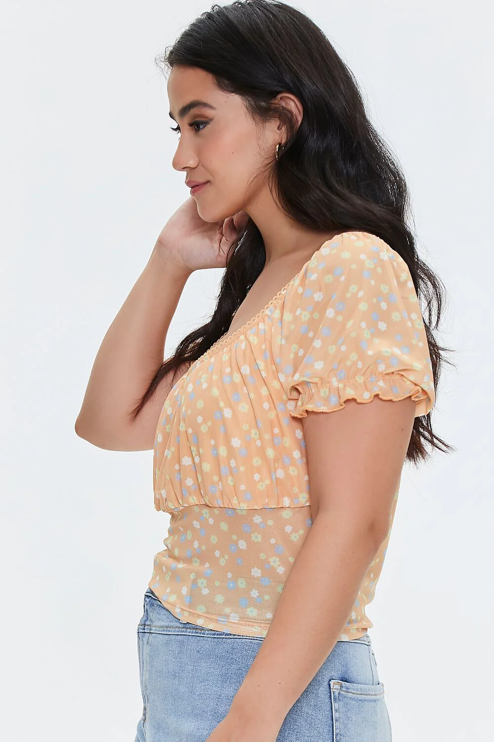 Plus Size Floral Print Crop Top - Image 3
