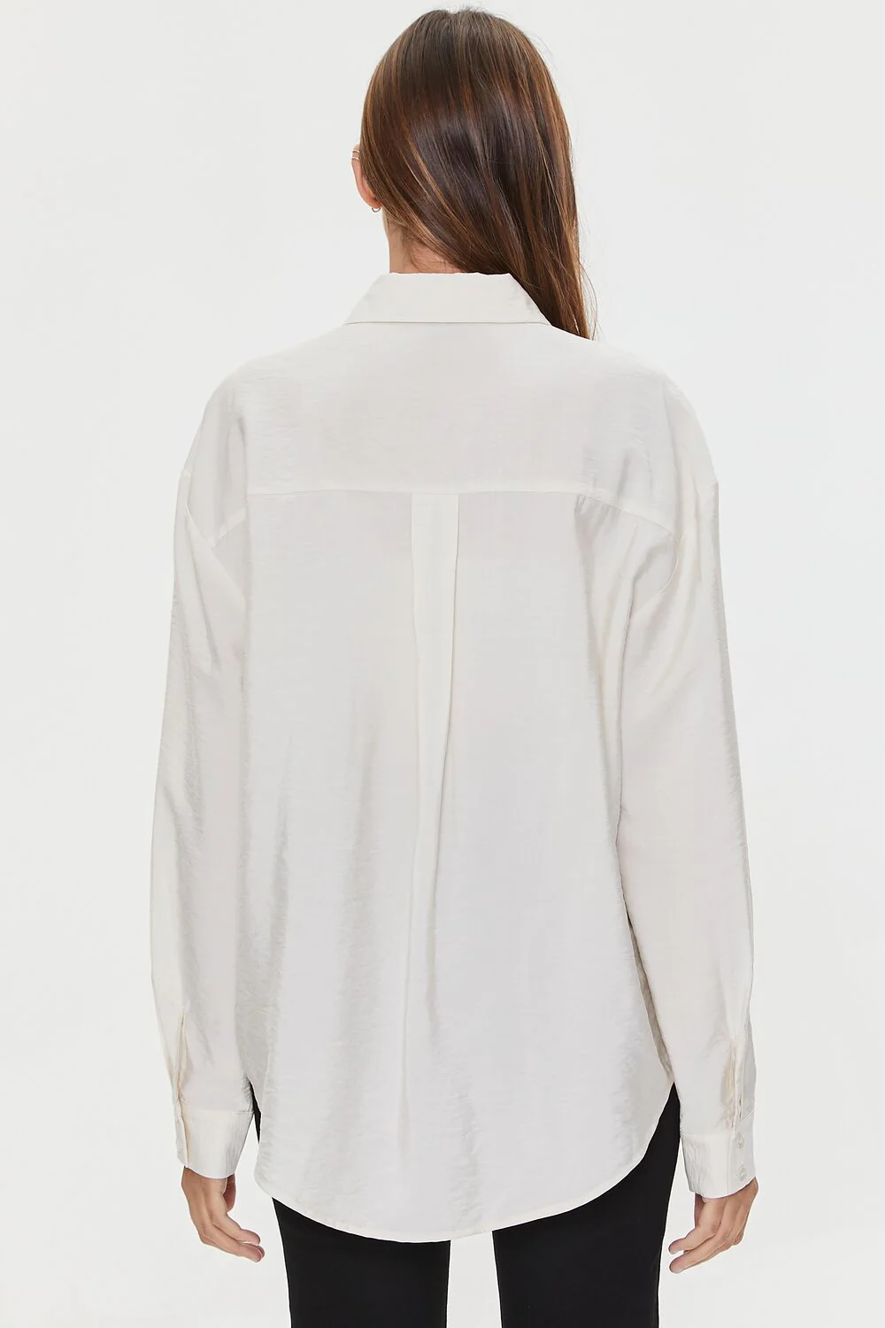Crepe Button-Front Longline Shirt - Image 3