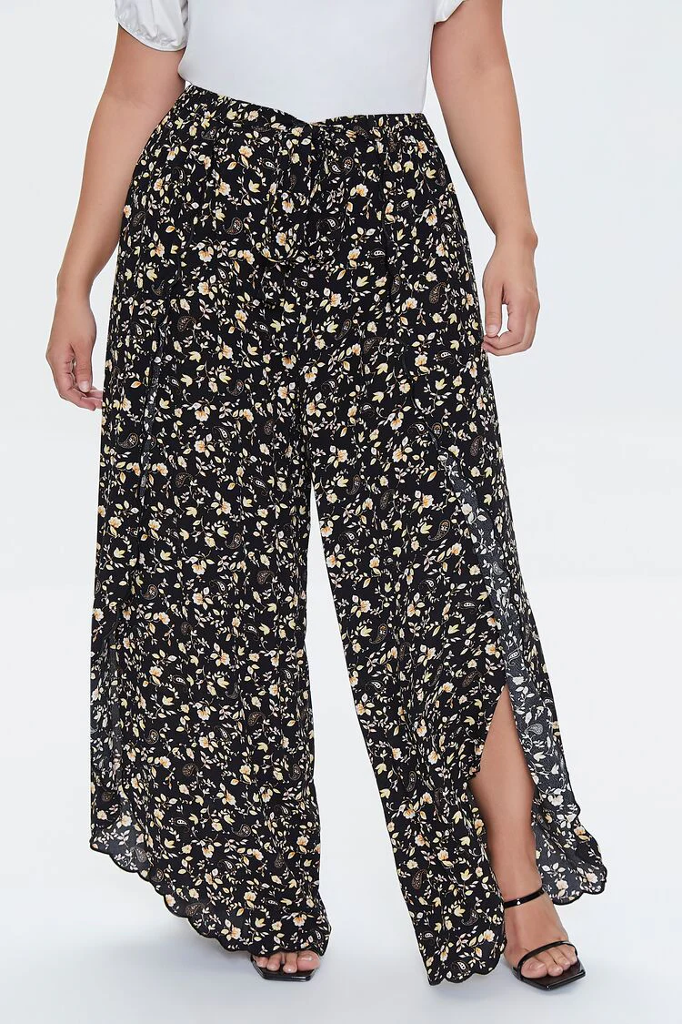 Plus Size Floral Print Palazzo Pants - Image 2