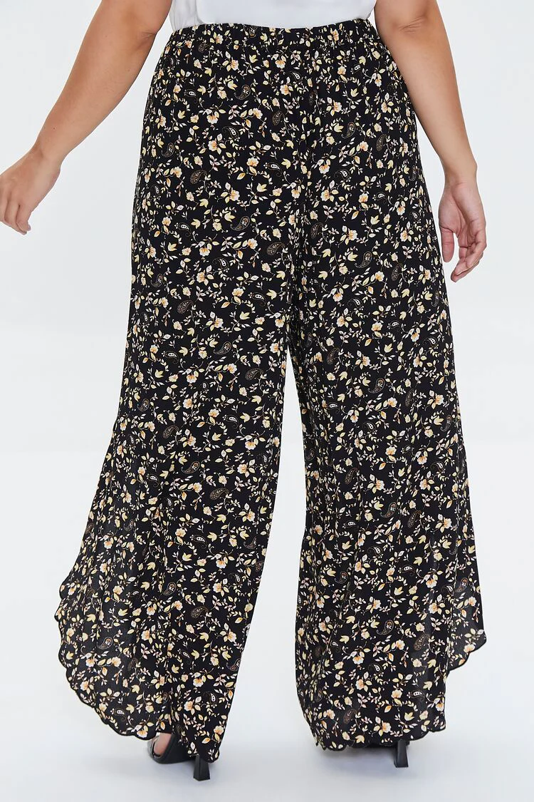 Plus Size Floral Print Palazzo Pants - Image 4