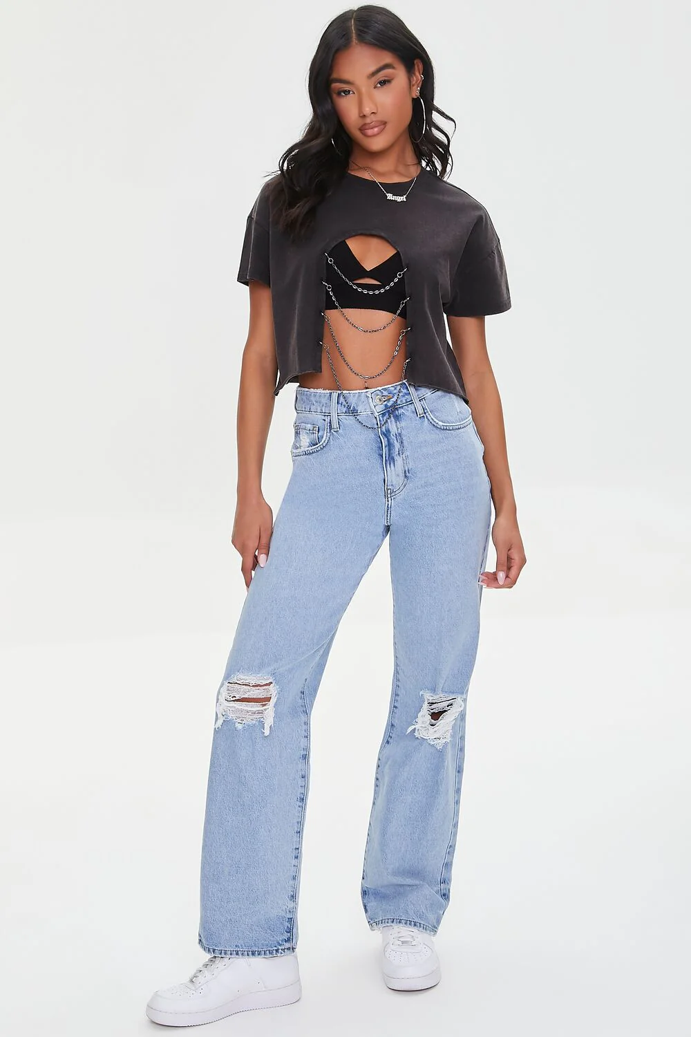 Cutout Chain Cropped Tee - Image 4