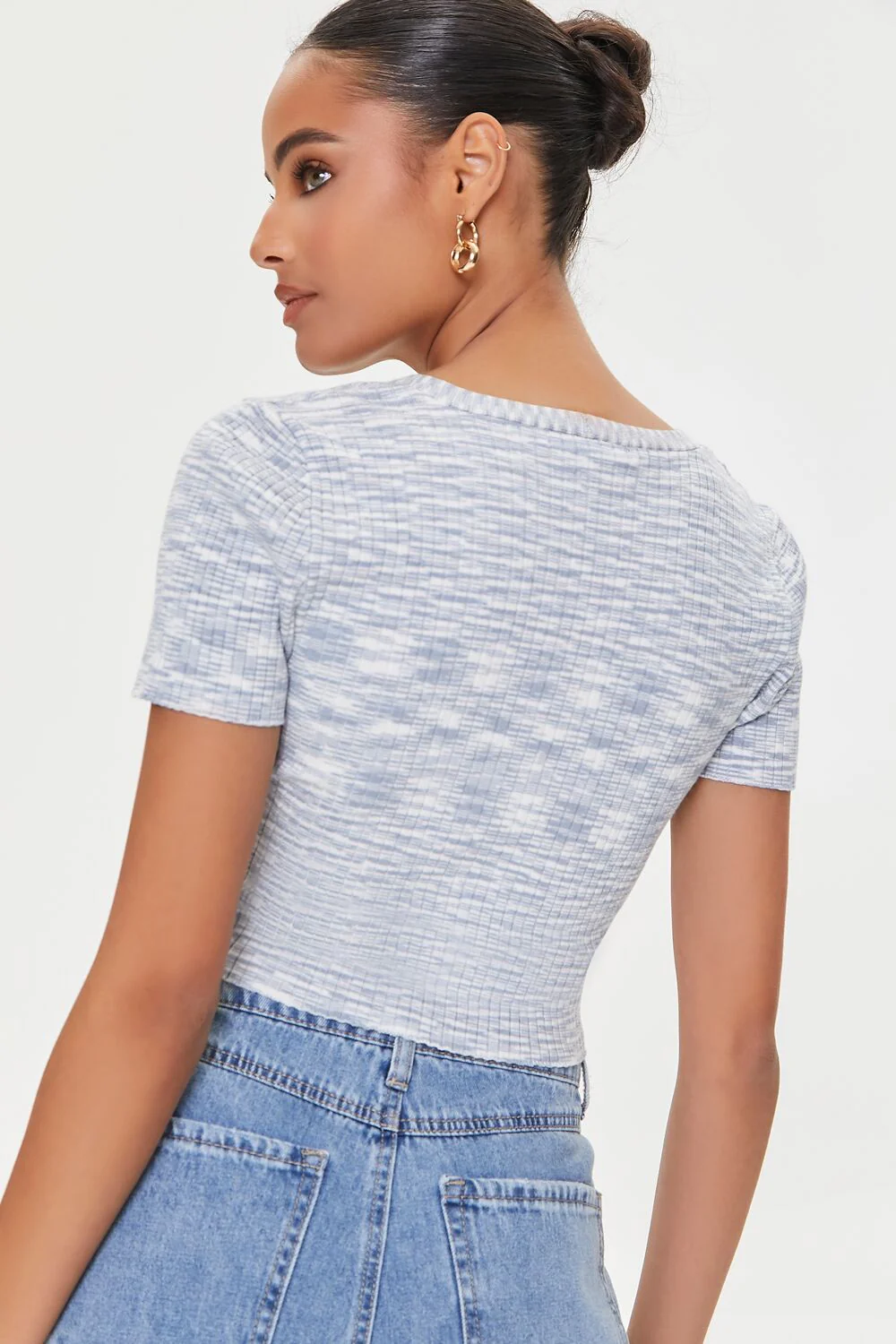 Marled Sweater-Knit Crop Top - Image 3
