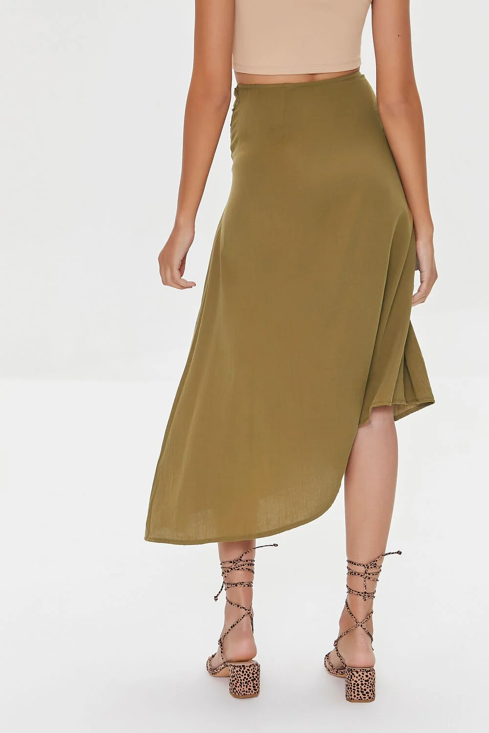 Knotted Sash Flowy Midi Skirt - Image 4