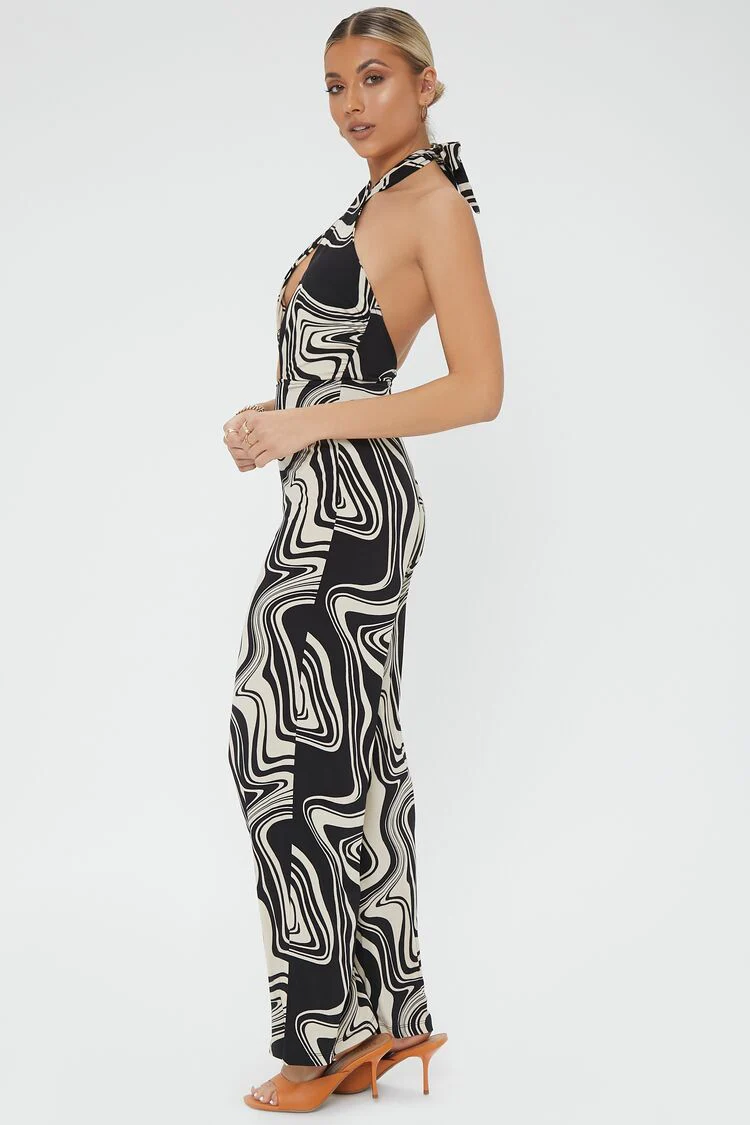 Abstract Print Cutout Jumpsuit - Image 2