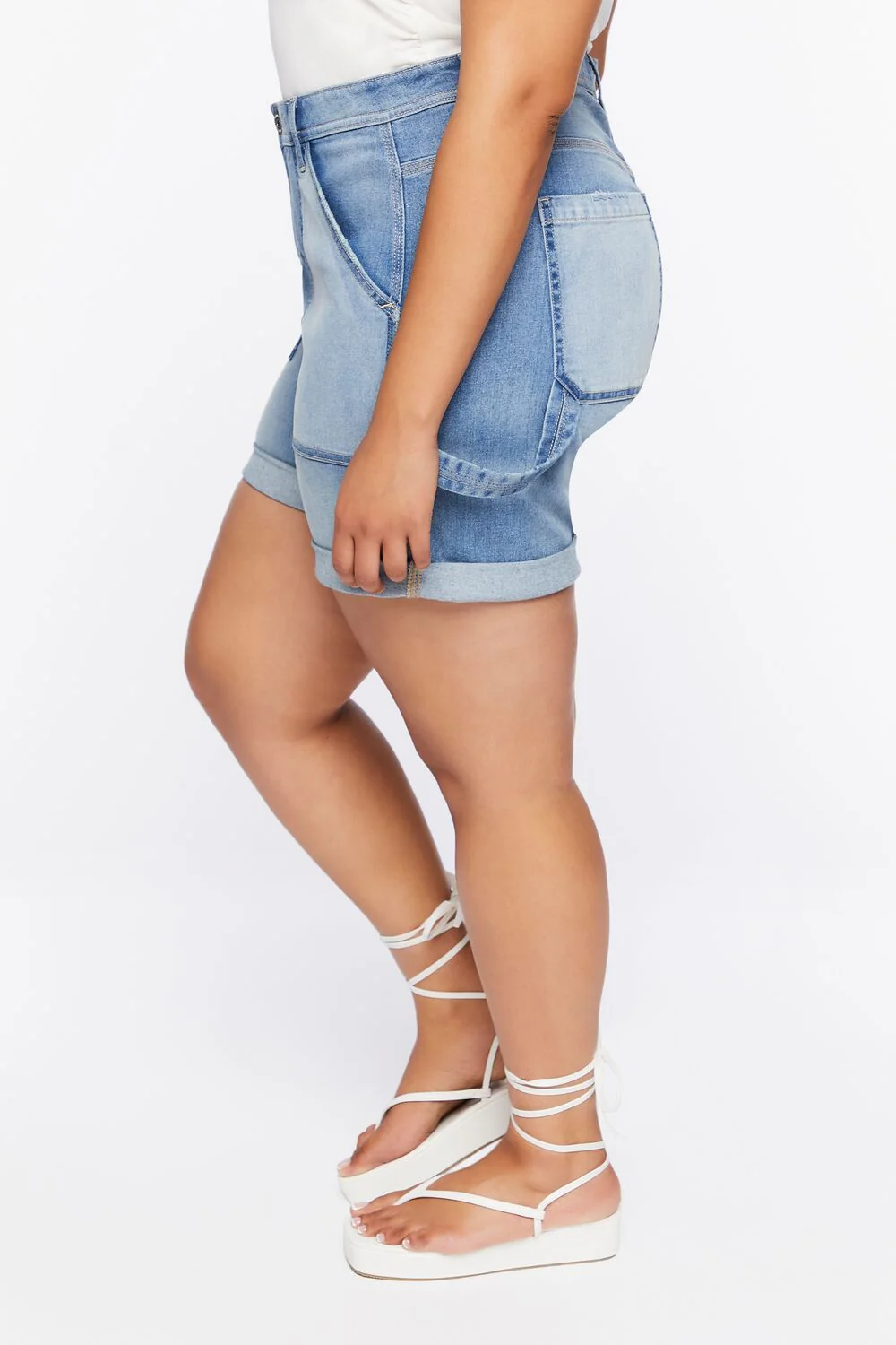 Plus Size Reworked Denim Shorts - Image 3