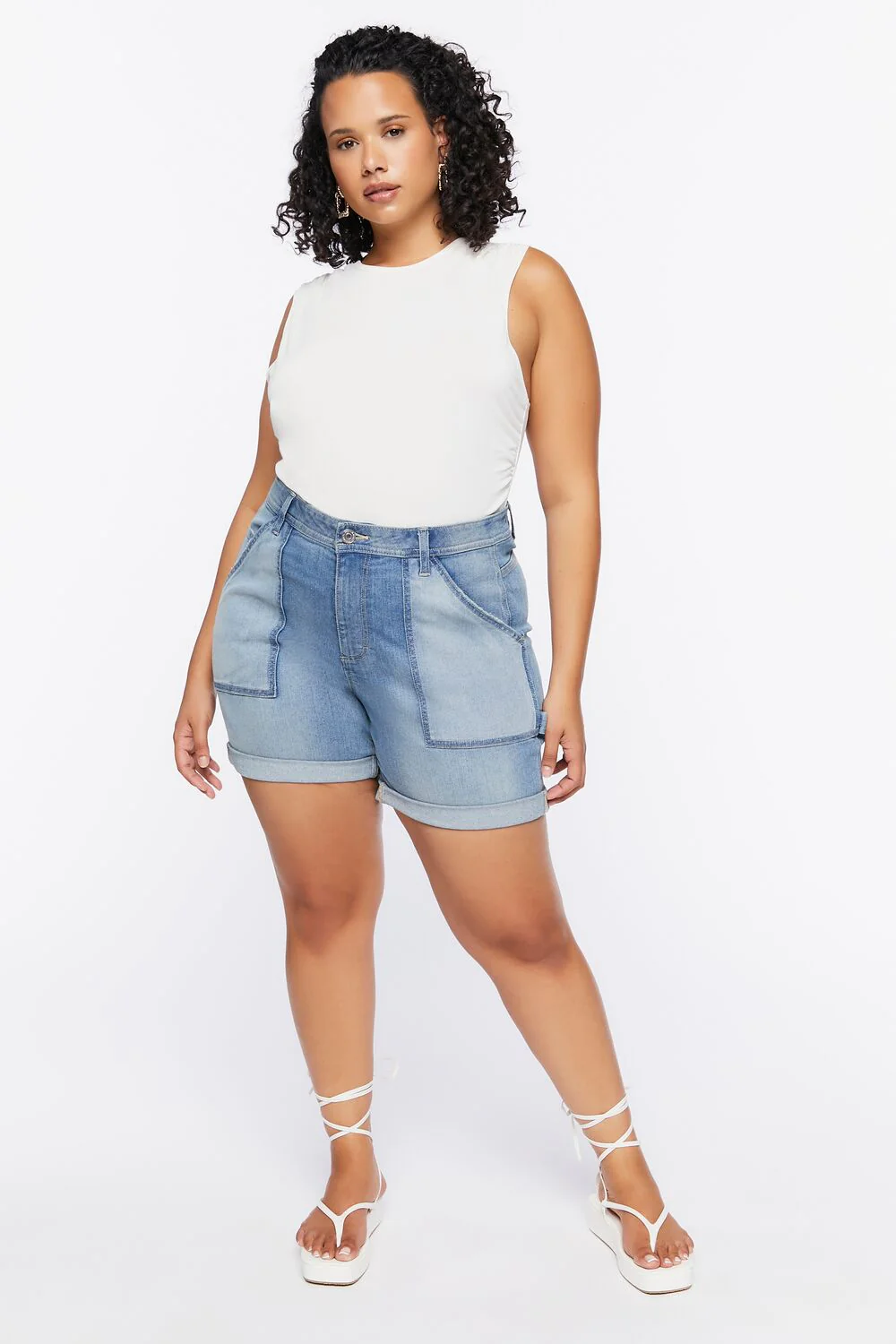 Plus Size Reworked Denim Shorts - Image 5