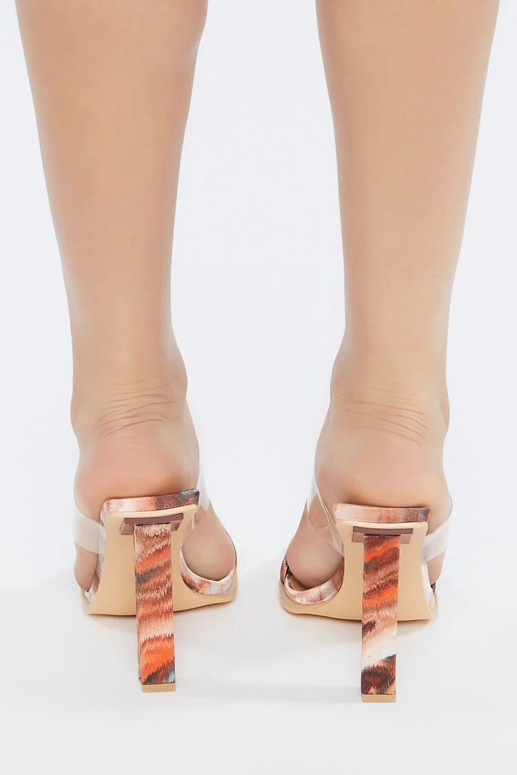 Marble Print Open-Toe Block Heels - Image 3