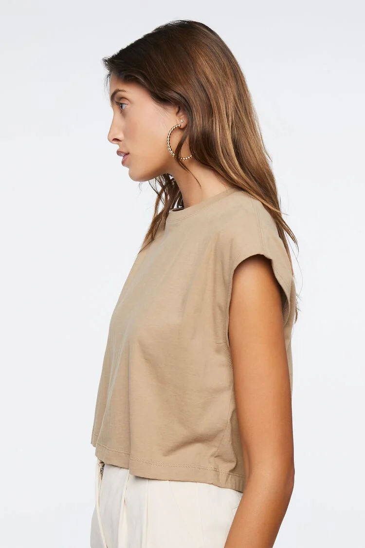 Crew Neck Cap-Sleeve Tee - Image 2