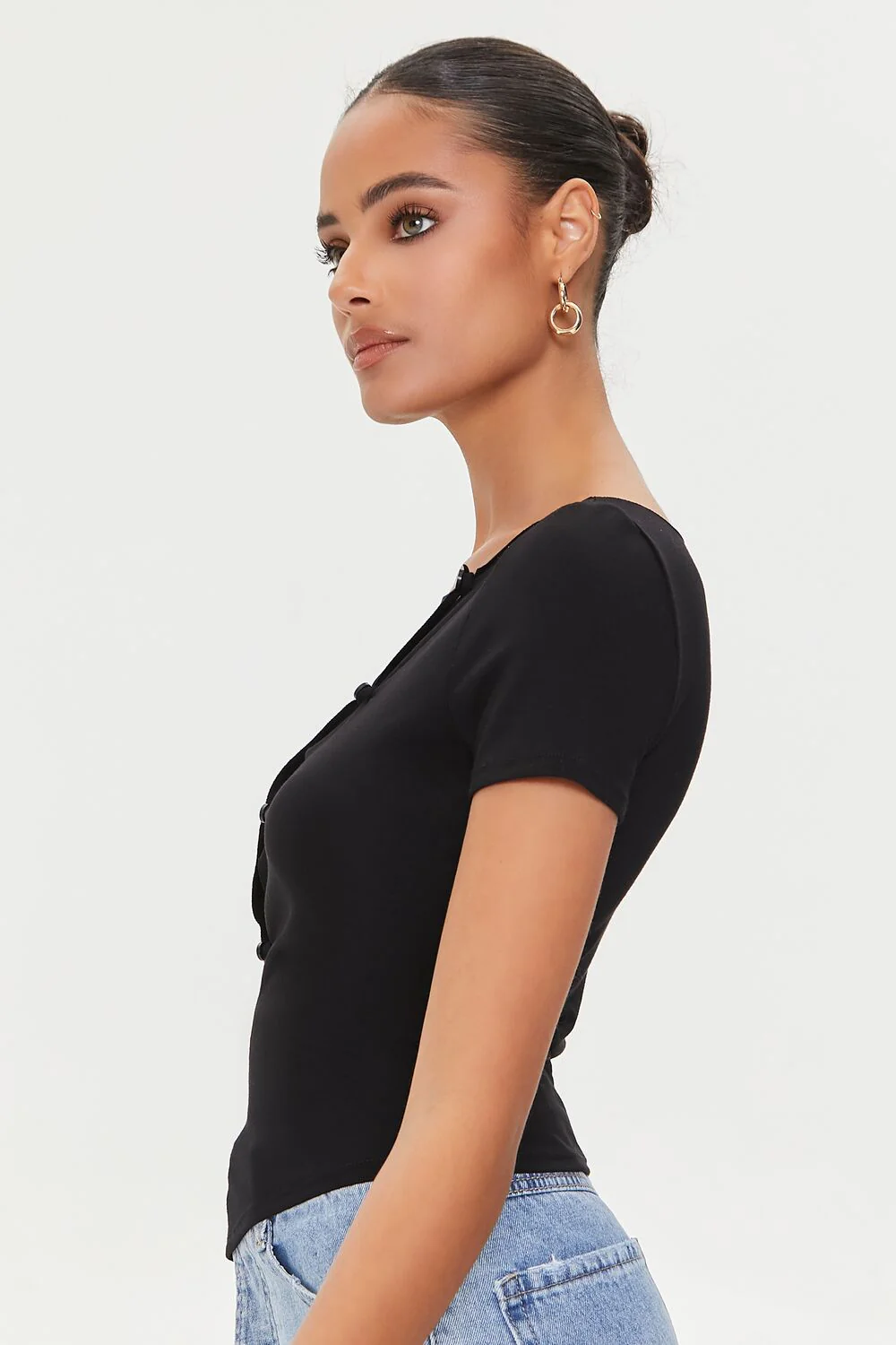 Cutout Button-Loop Tee - Image 2