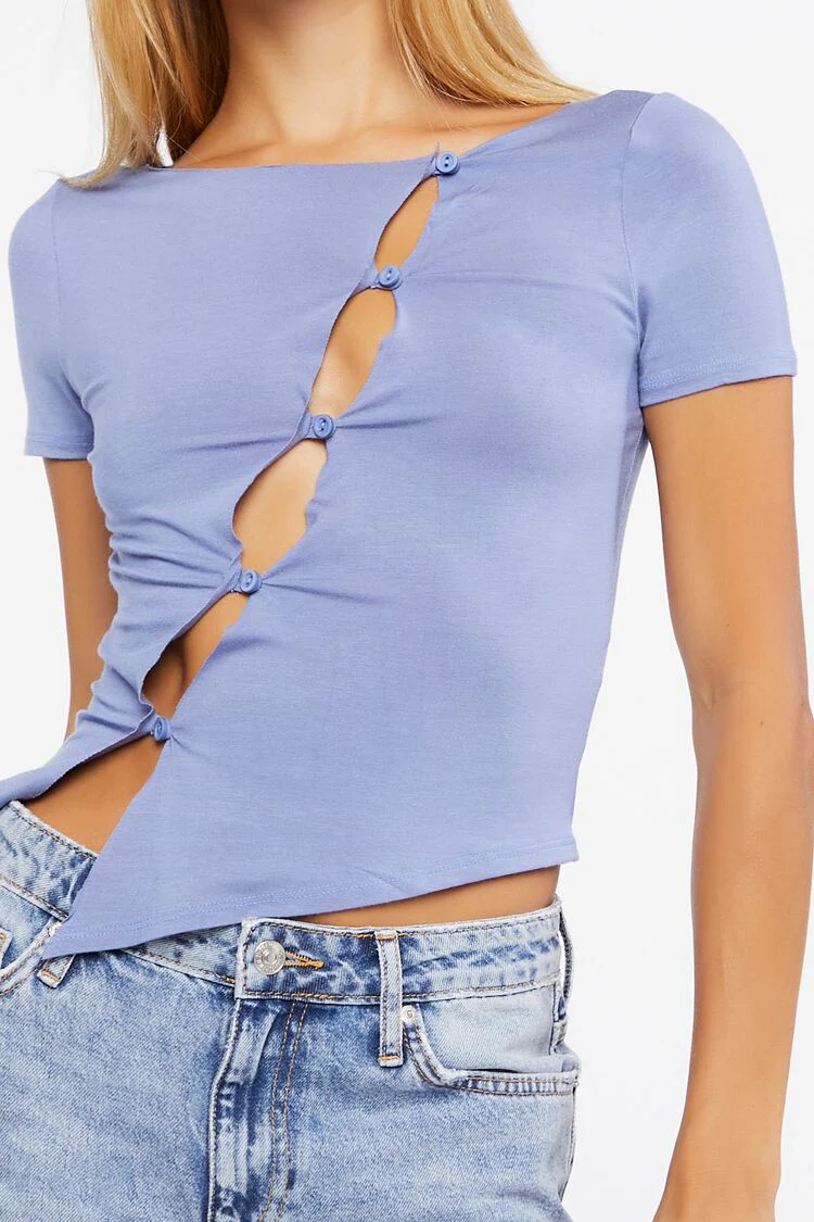 Cutout Button-Loop Tee - Image 26