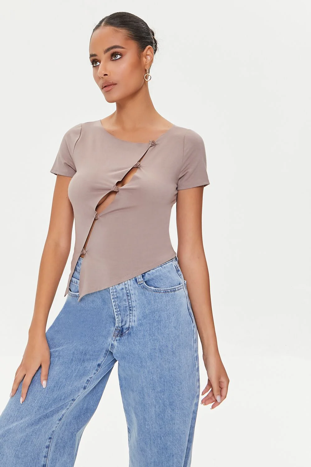 Cutout Button-Loop Tee - Image 7