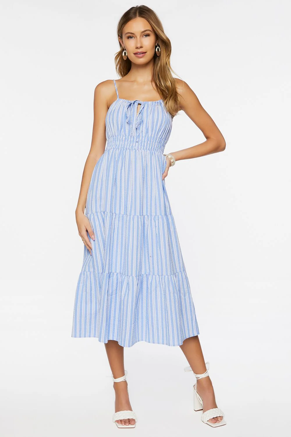 Tiered Striped Midi Dress - Image 4