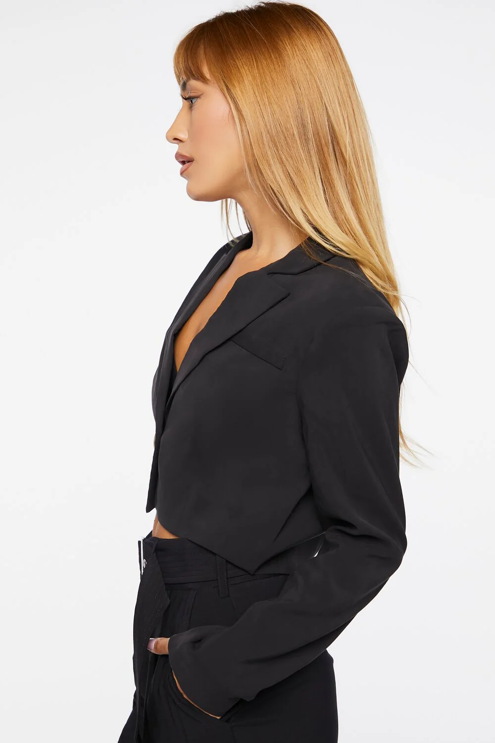 Button-Front Cropped Blazer - Image 2