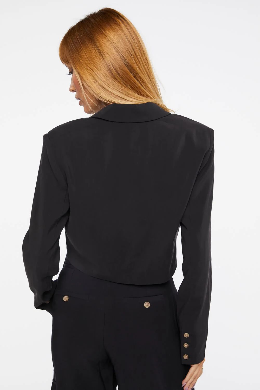 Button-Front Cropped Blazer - Image 3