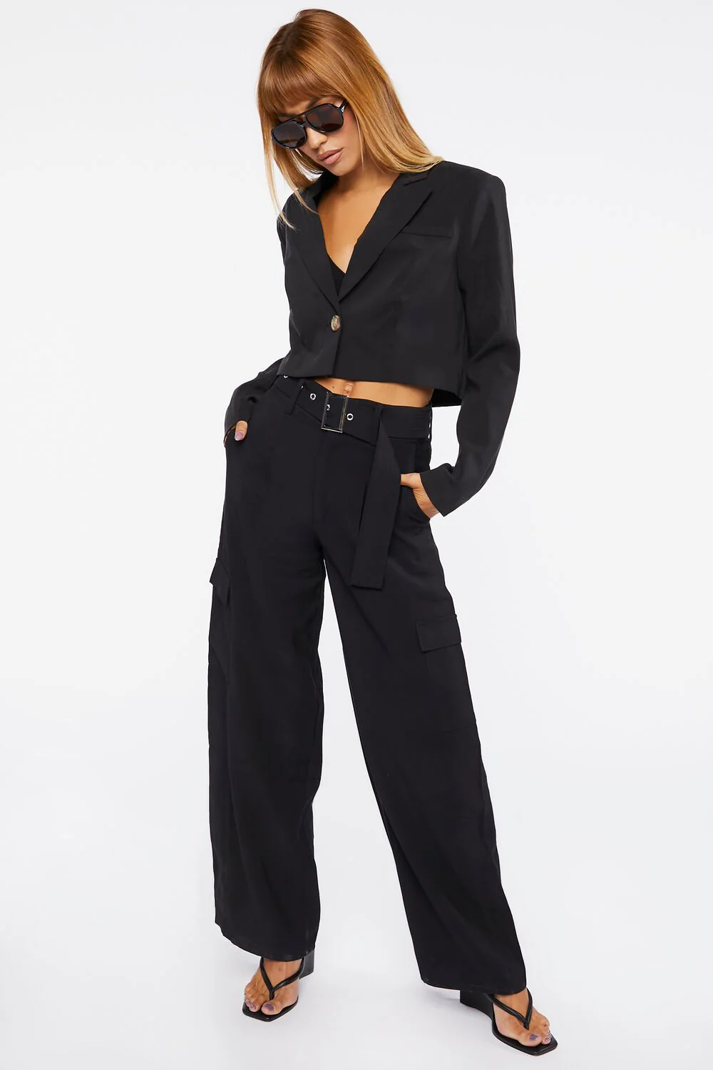 Button-Front Cropped Blazer - Image 4