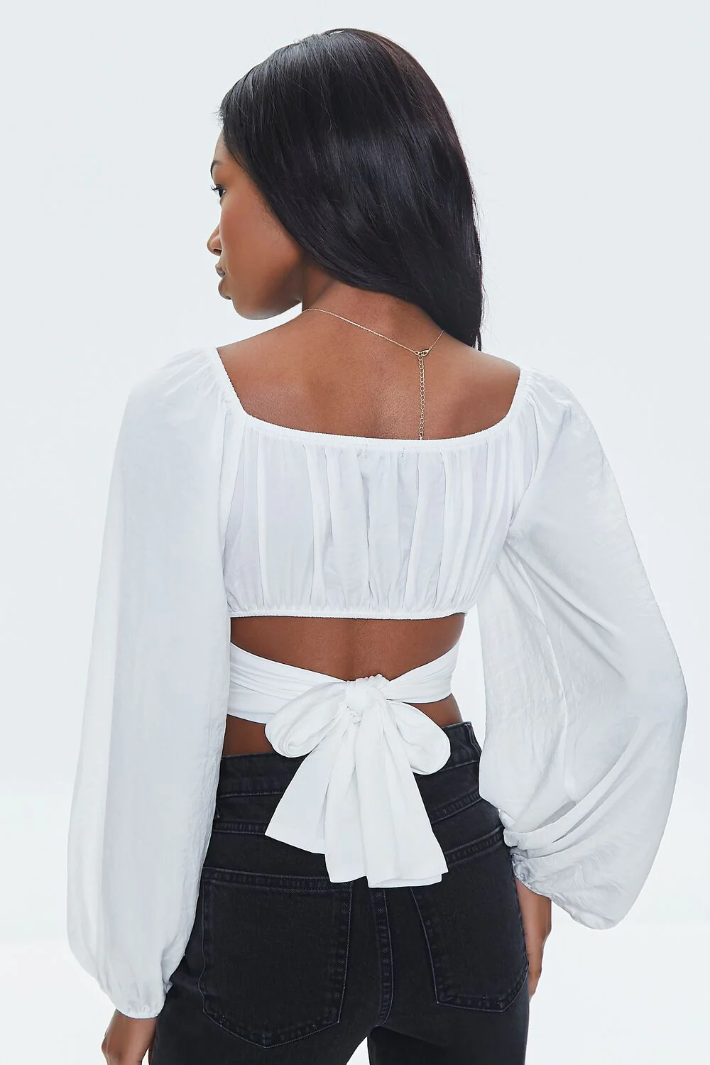Satin Wraparound Crop Top - Image 3