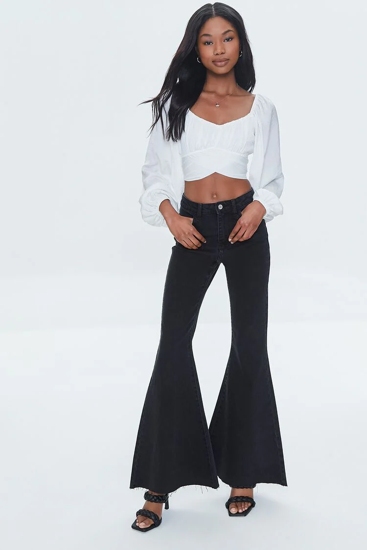 Satin Wraparound Crop Top - Image 4