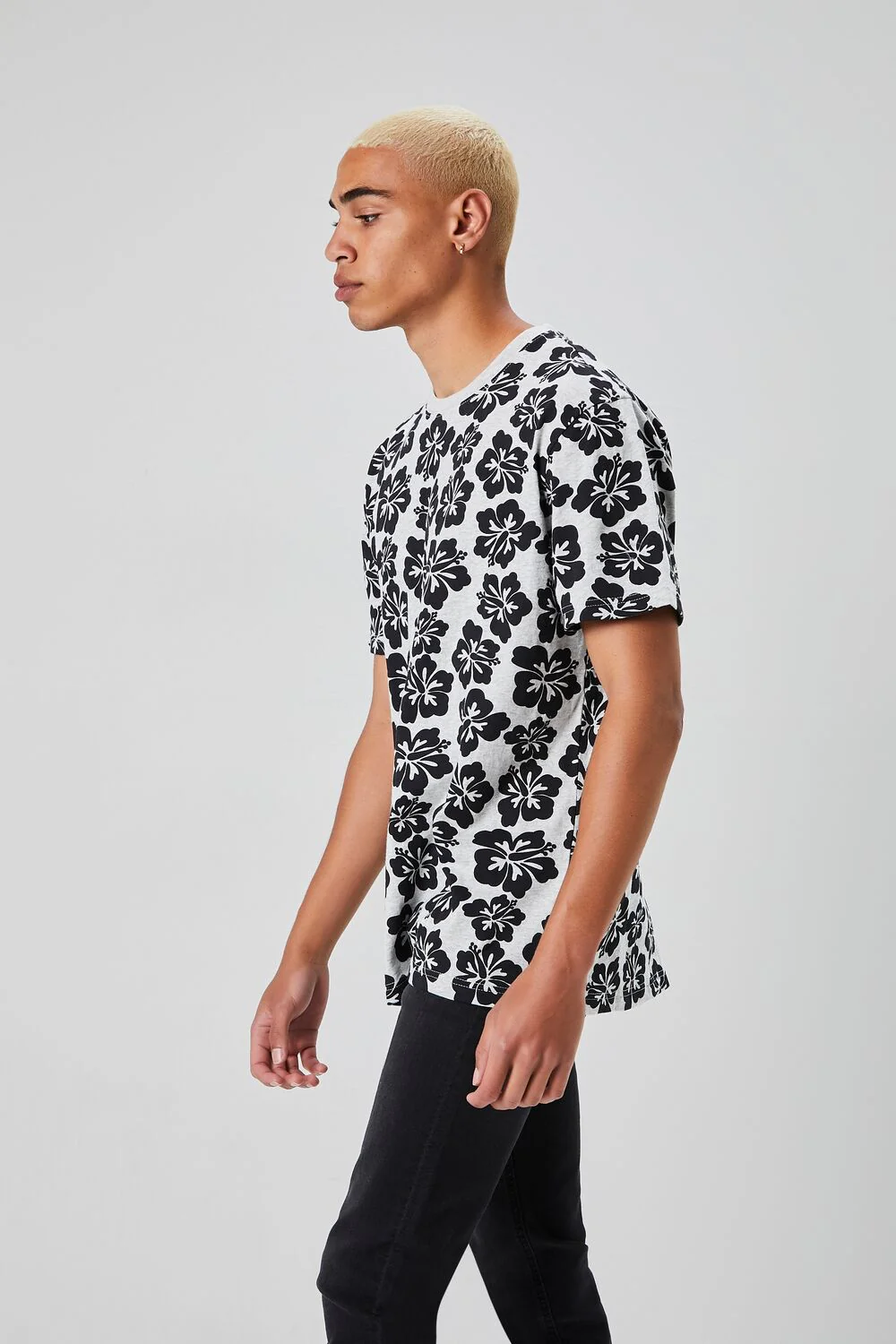 Tropical Floral Print Crew Neck Tee - Image 2