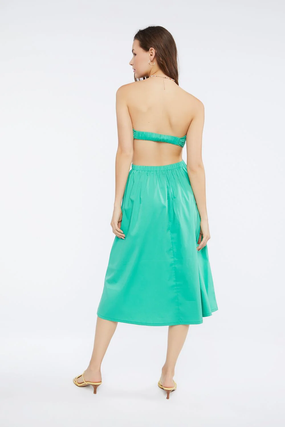 Poplin Cutout Fit & Flare Midi Dress - Image 3