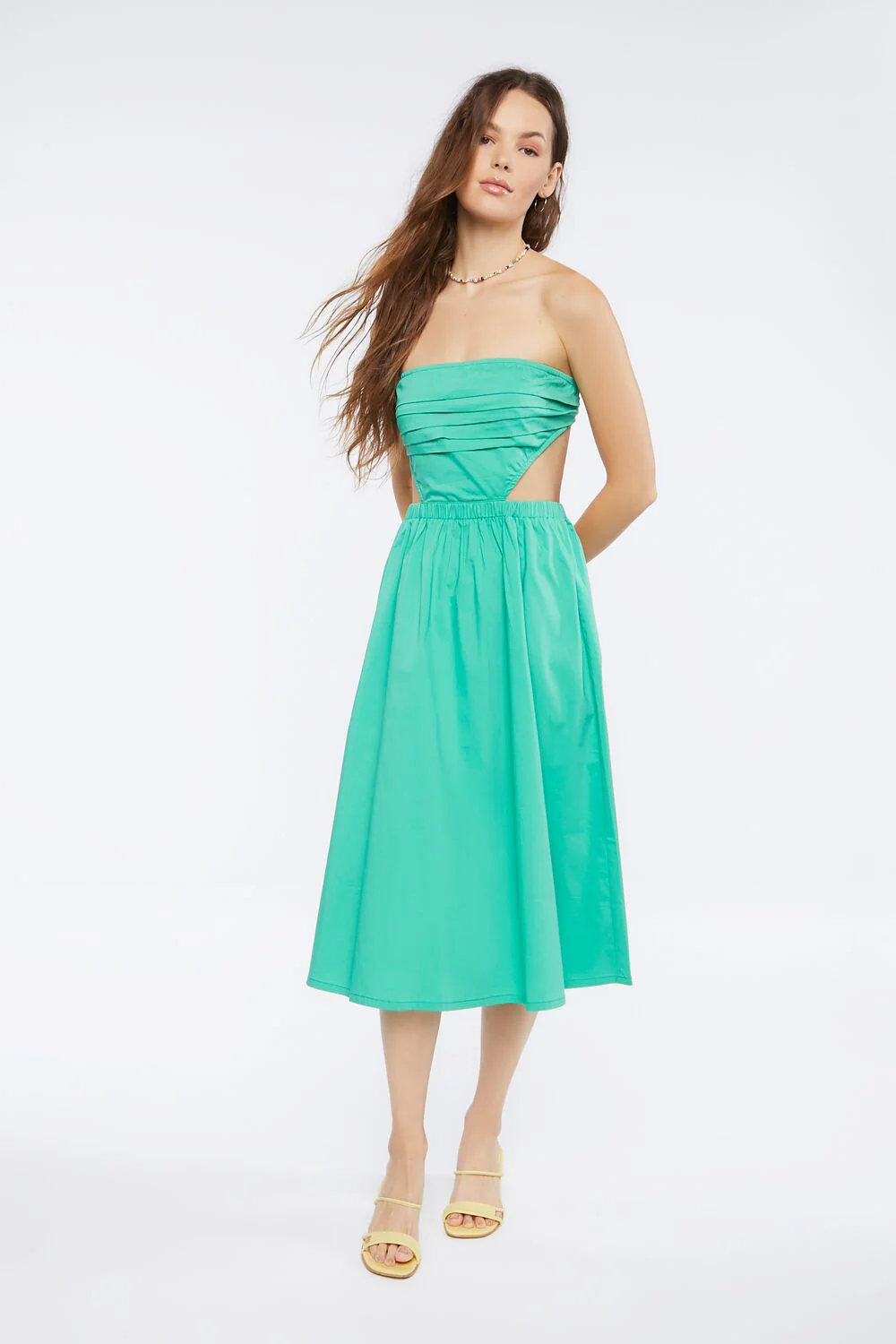 Poplin Cutout Fit & Flare Midi Dress - Image 4