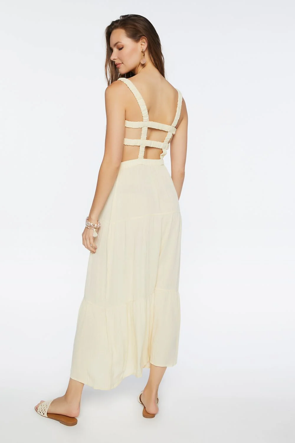 Smocked Strappy Midi Dress - Image 3
