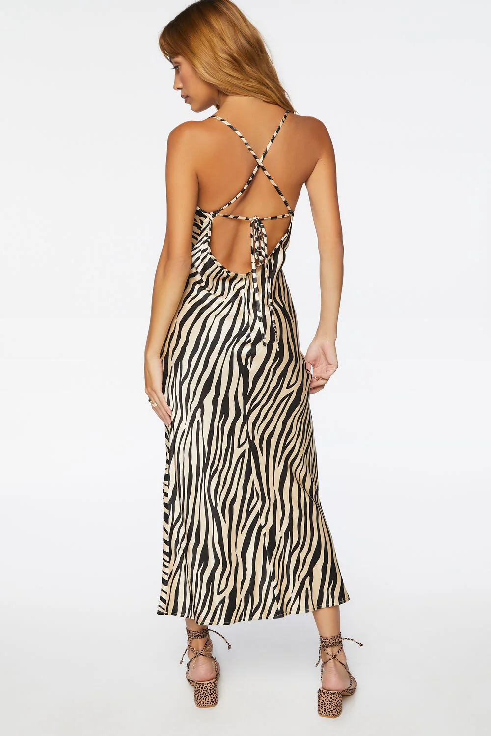 Tiger Striped Tie-Back Midi Dress - Image 4