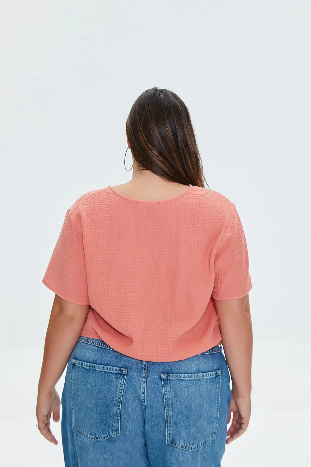 Plus Size Tie-Hem Crop Top - Image 3