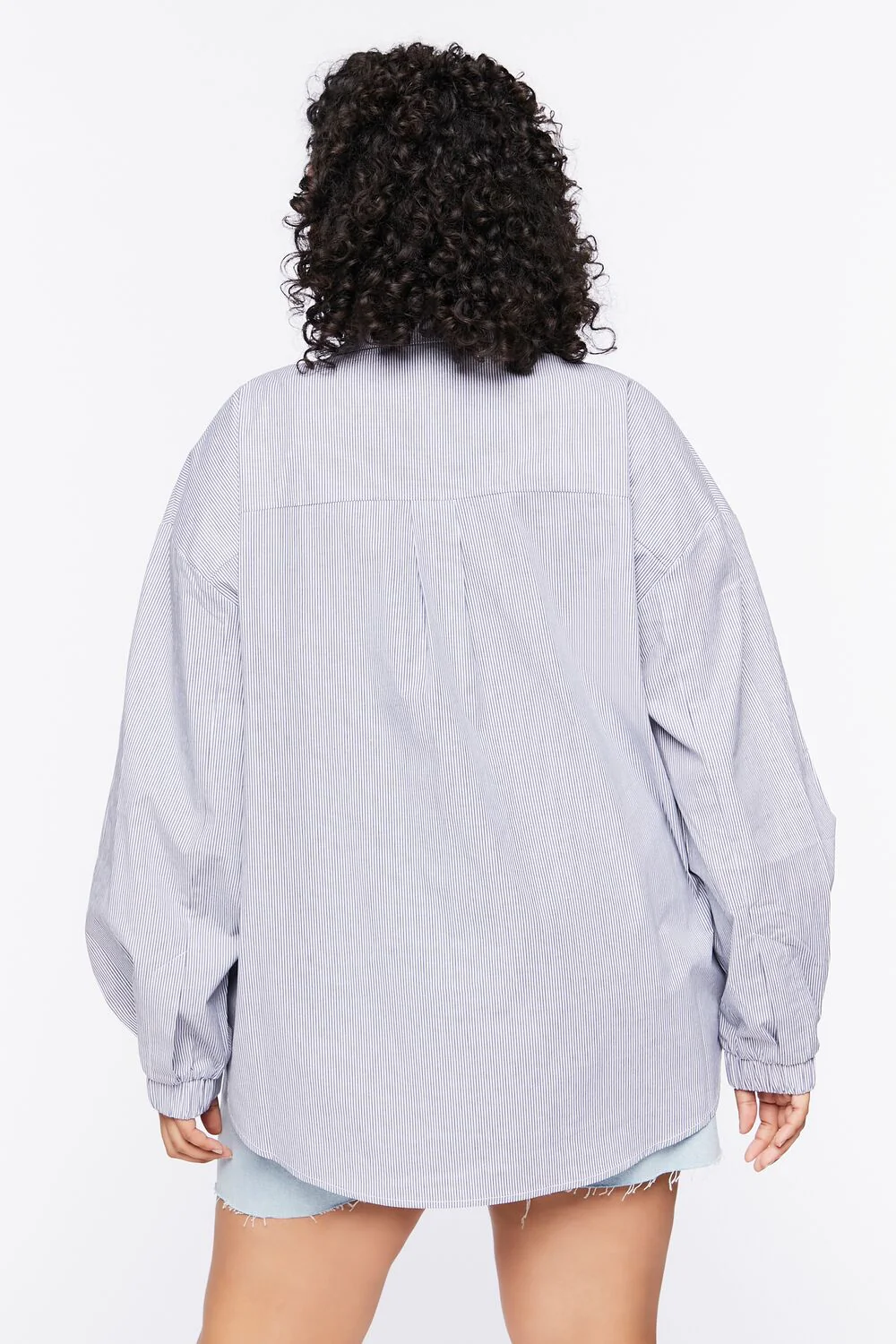 Plus Size Pinstriped Poplin Shirt - Image 3
