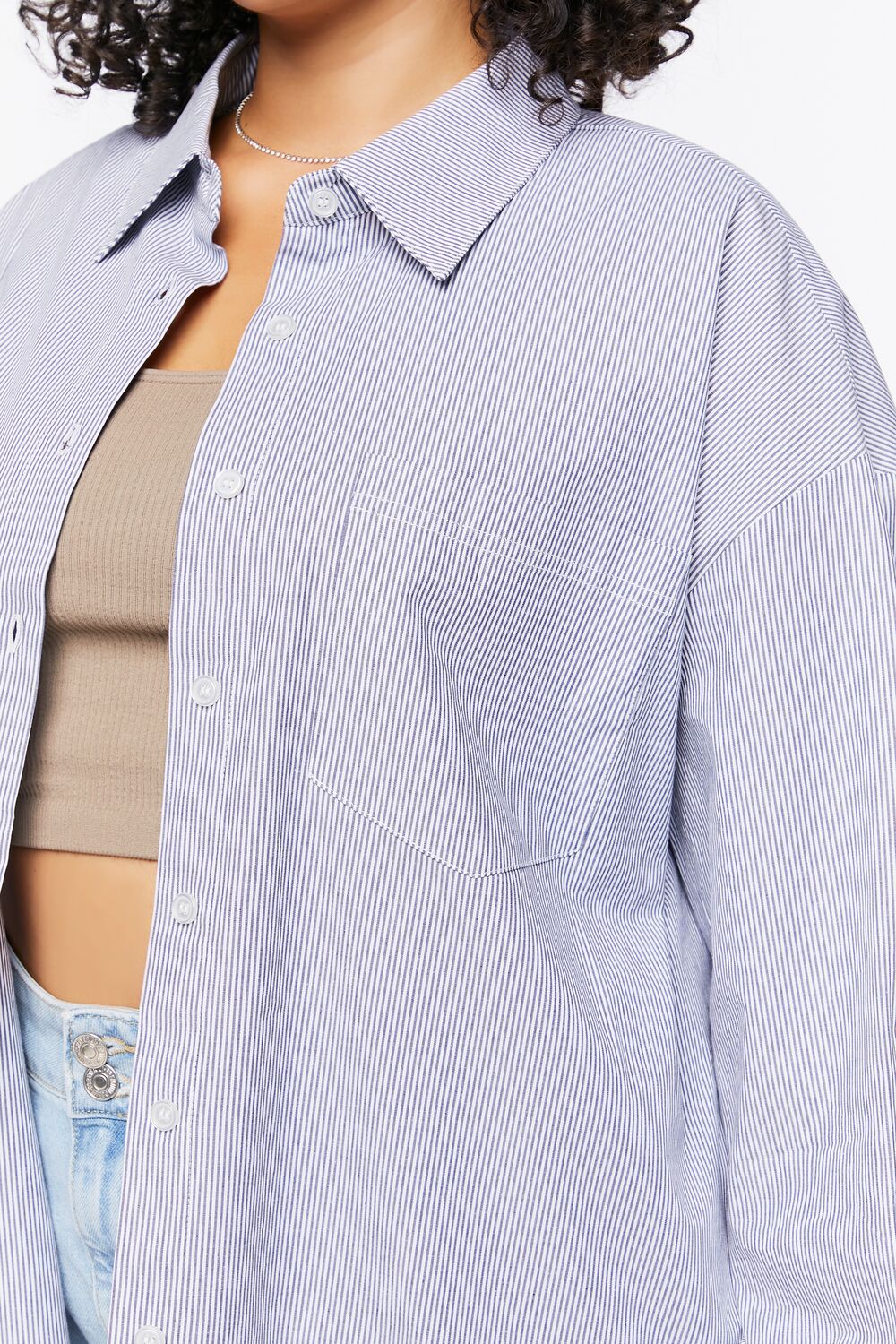 Plus Size Pinstriped Poplin Shirt - Image 5