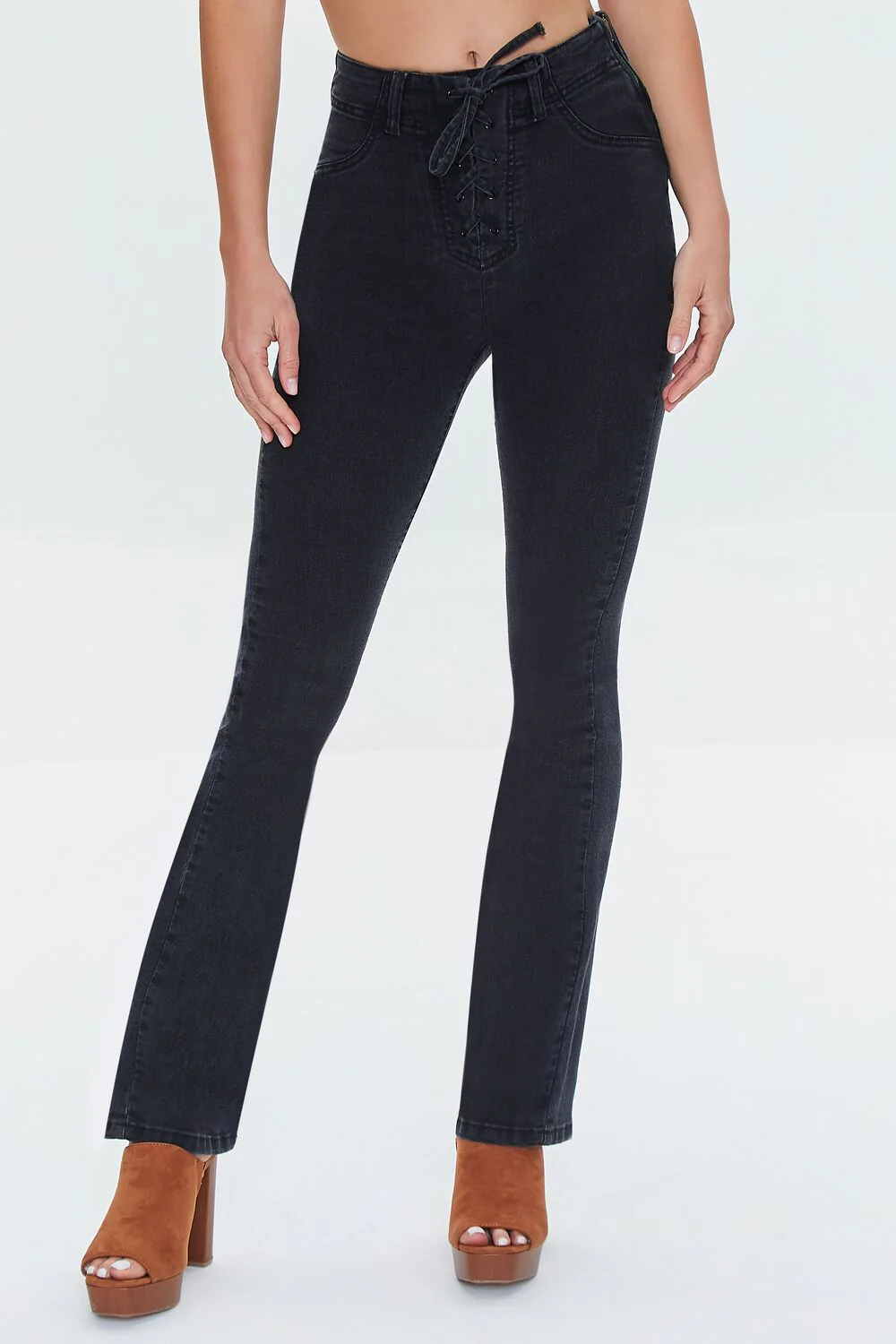 High-Rise Lace-Up Bootcut Jeans - Image 2
