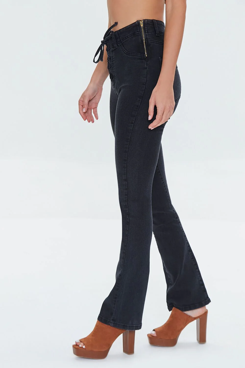High-Rise Lace-Up Bootcut Jeans - Image 3