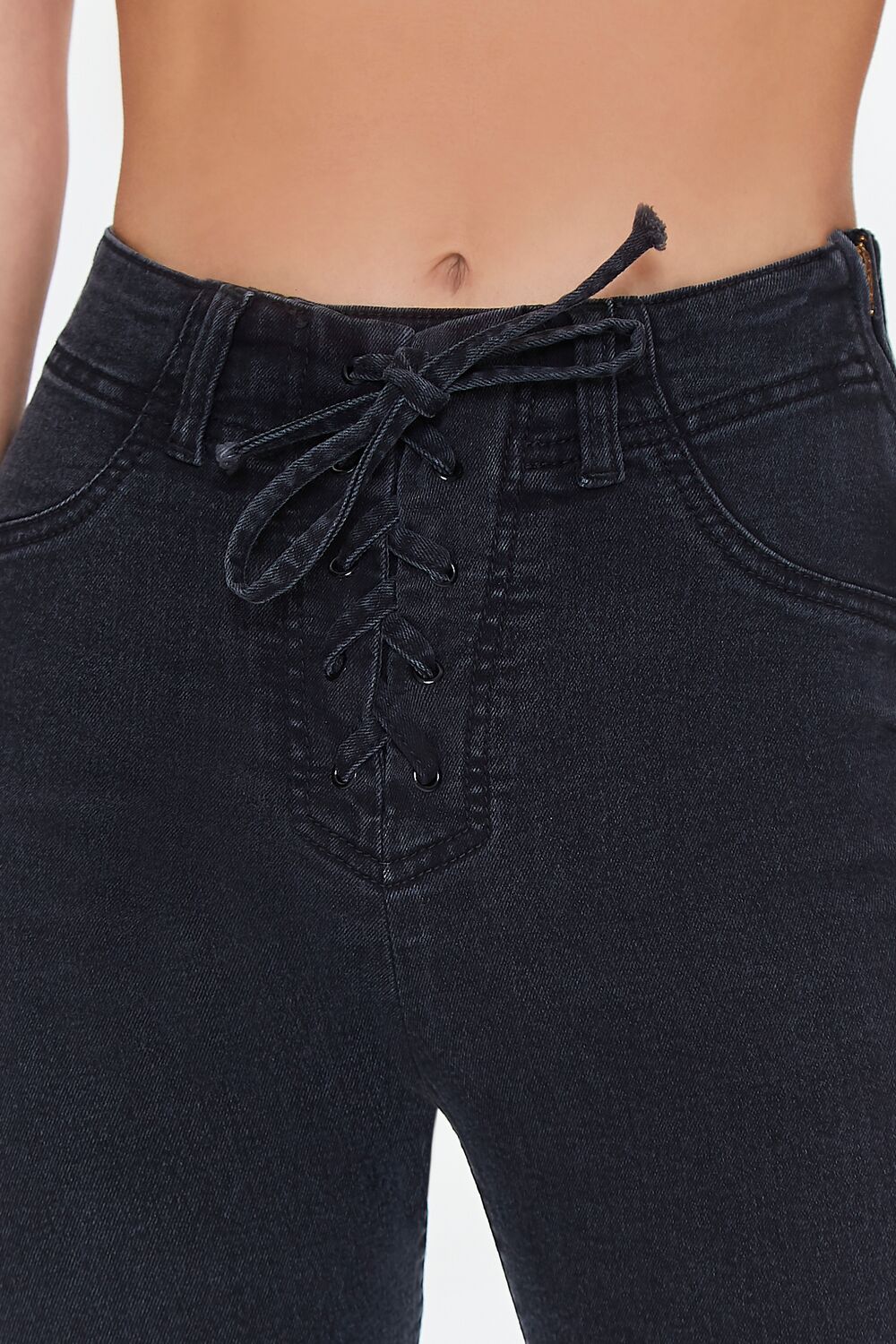 High-Rise Lace-Up Bootcut Jeans - Image 5