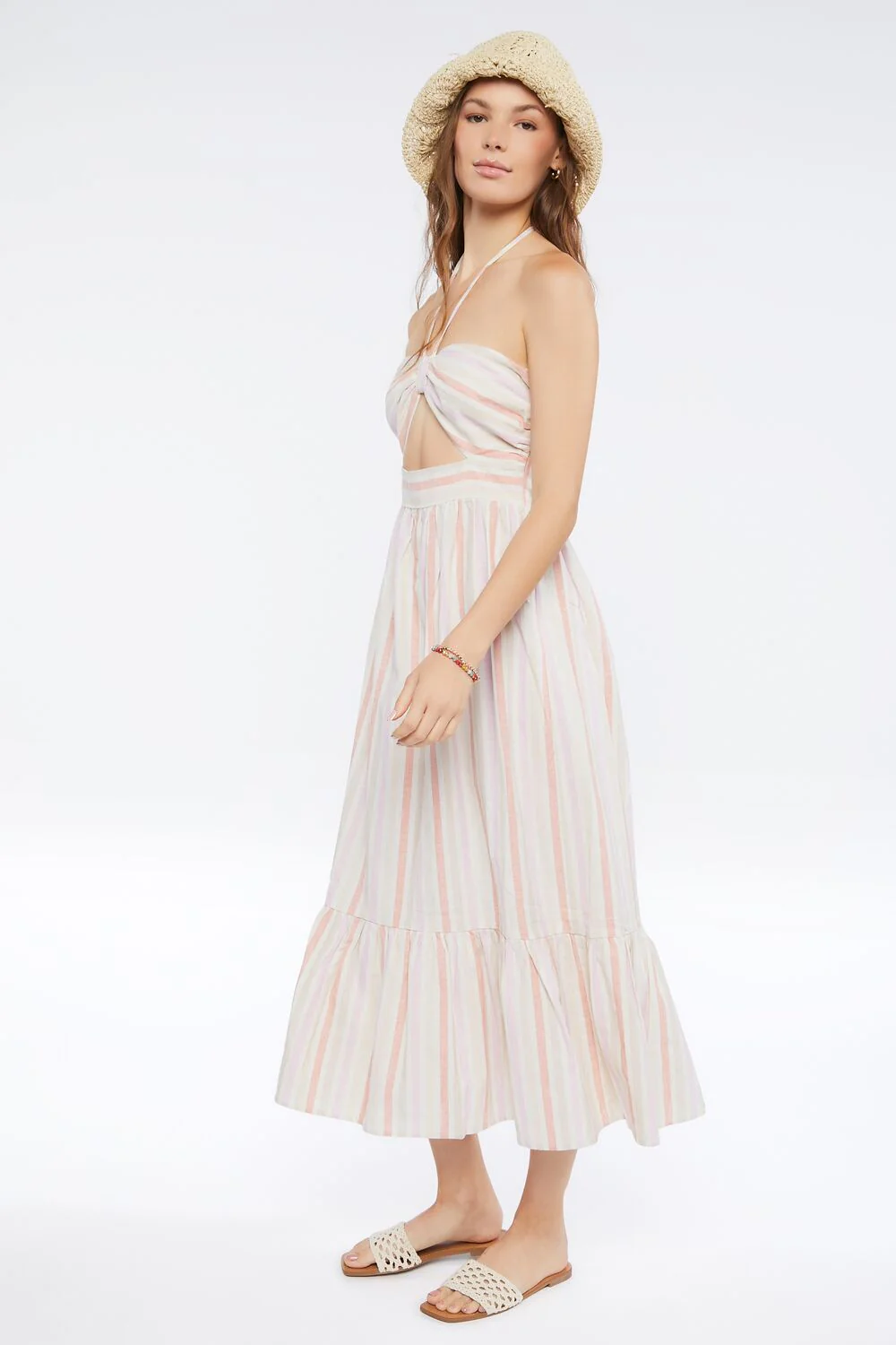 Striped Linen-Blend Midi Dress - Image 2