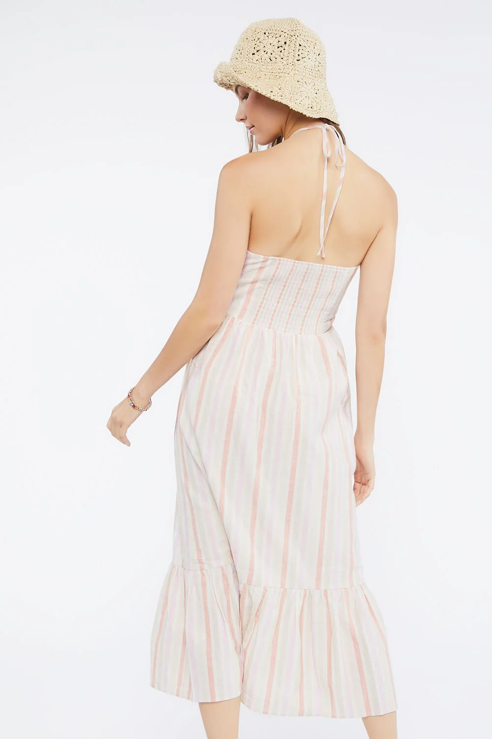 Striped Linen-Blend Midi Dress - Image 3