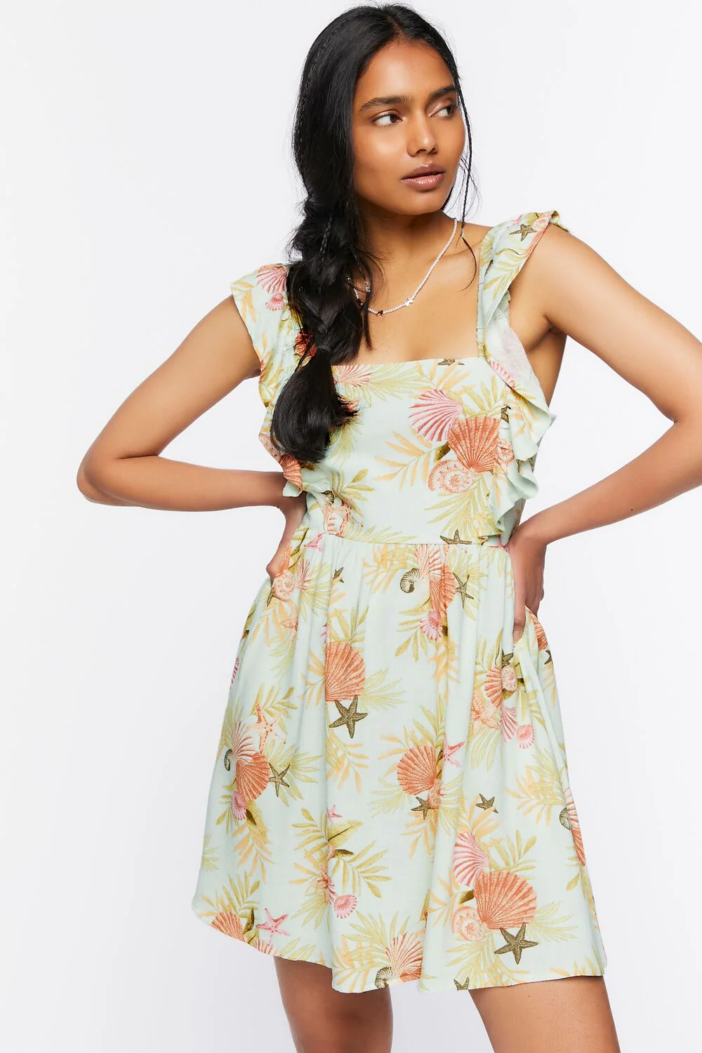 Starfish Print Tie-Back Mini Dress - Image 7