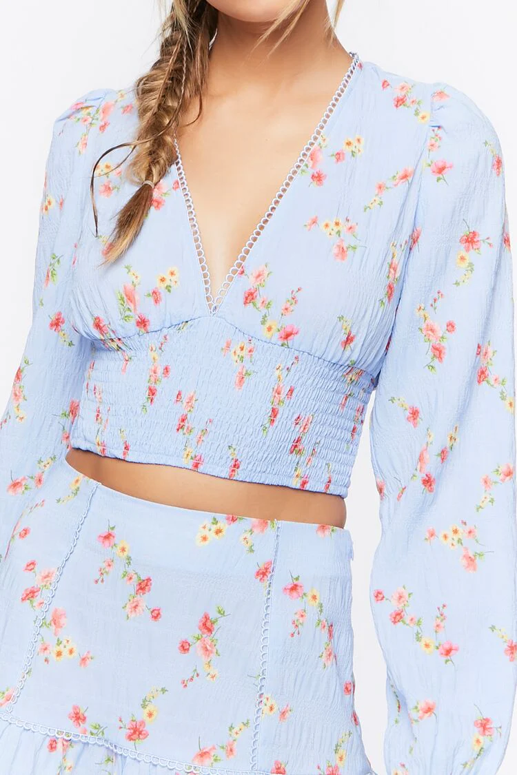 Floral Print Crop Top & Mini Skirt Set - Image 5