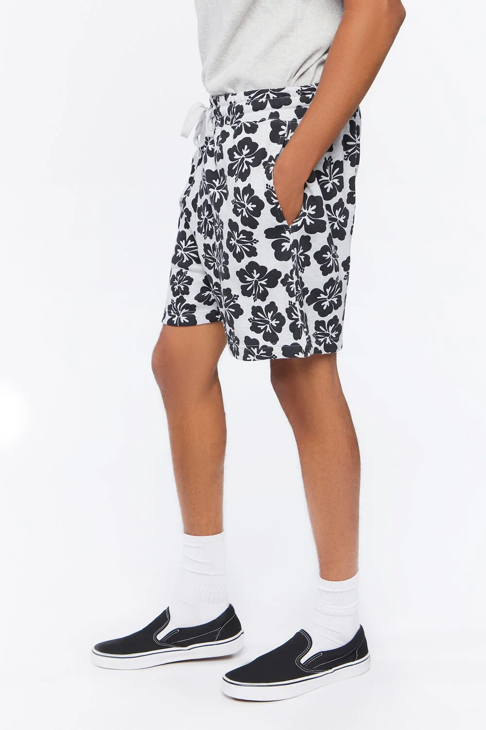 Tropical Floral Print Drawstring Shorts - Image 3