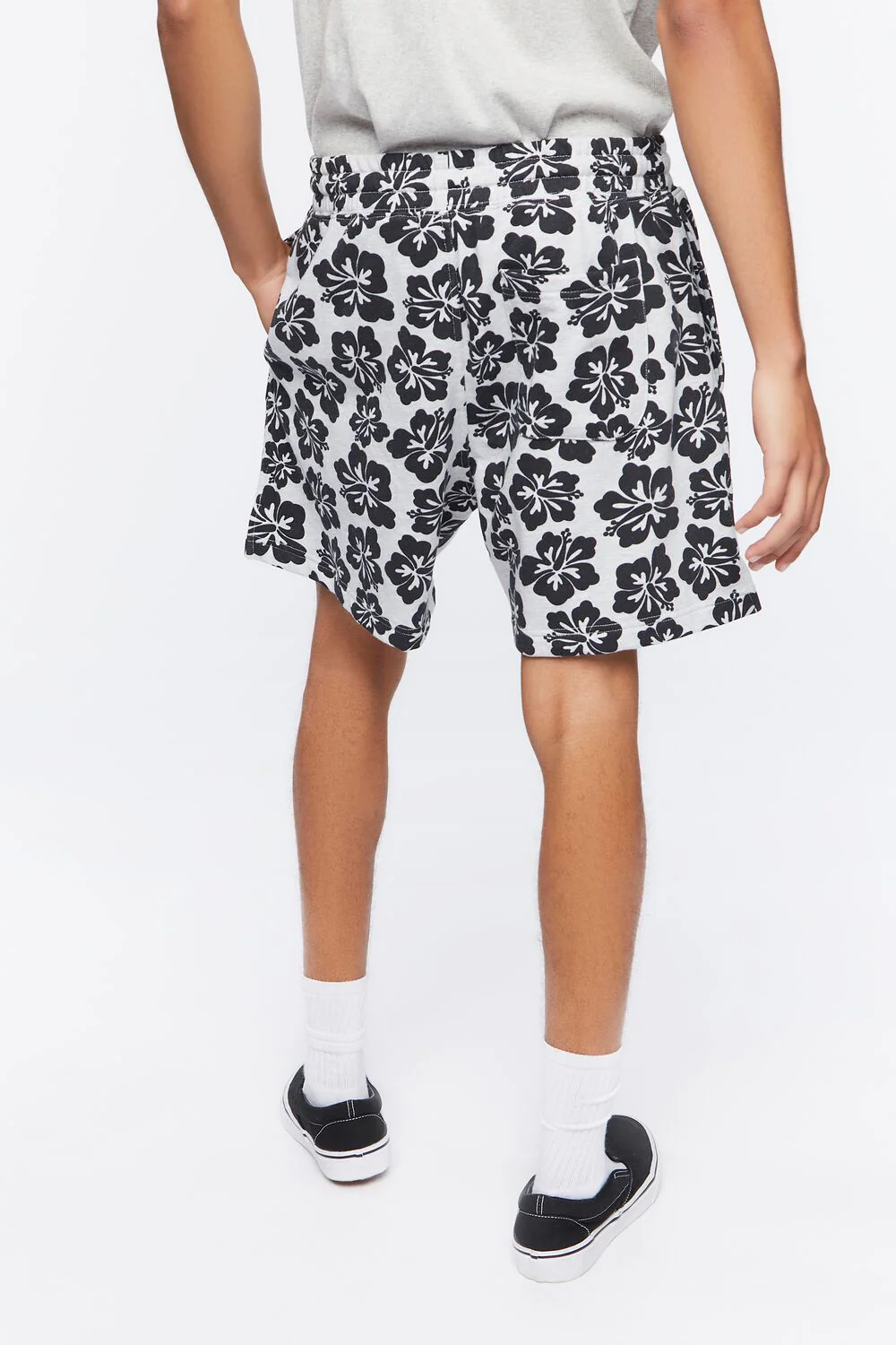 Tropical Floral Print Drawstring Shorts - Image 4