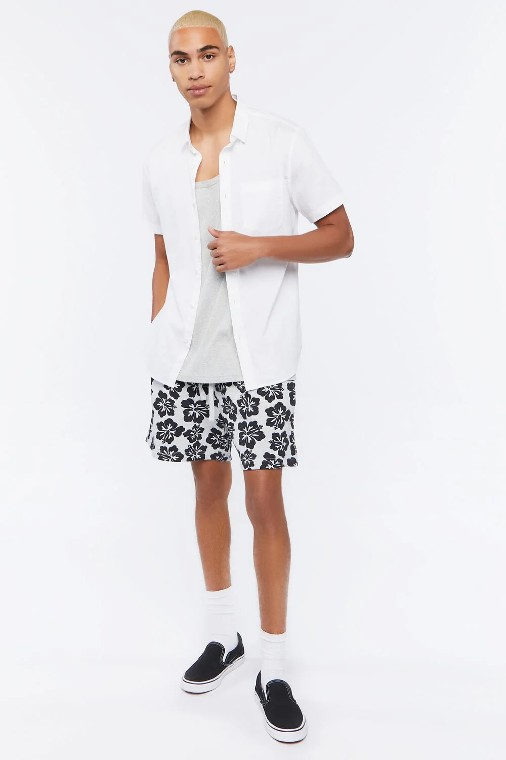 Tropical Floral Print Drawstring Shorts - Image 5