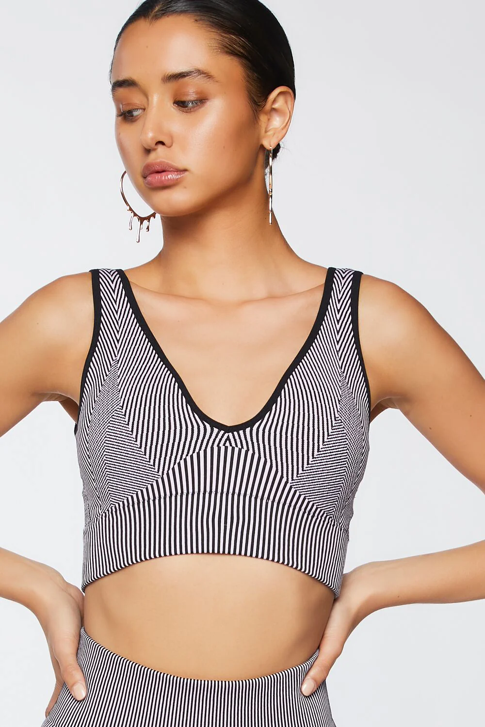Pinstriped Crop Top & Biker Shorts Set - Image 11