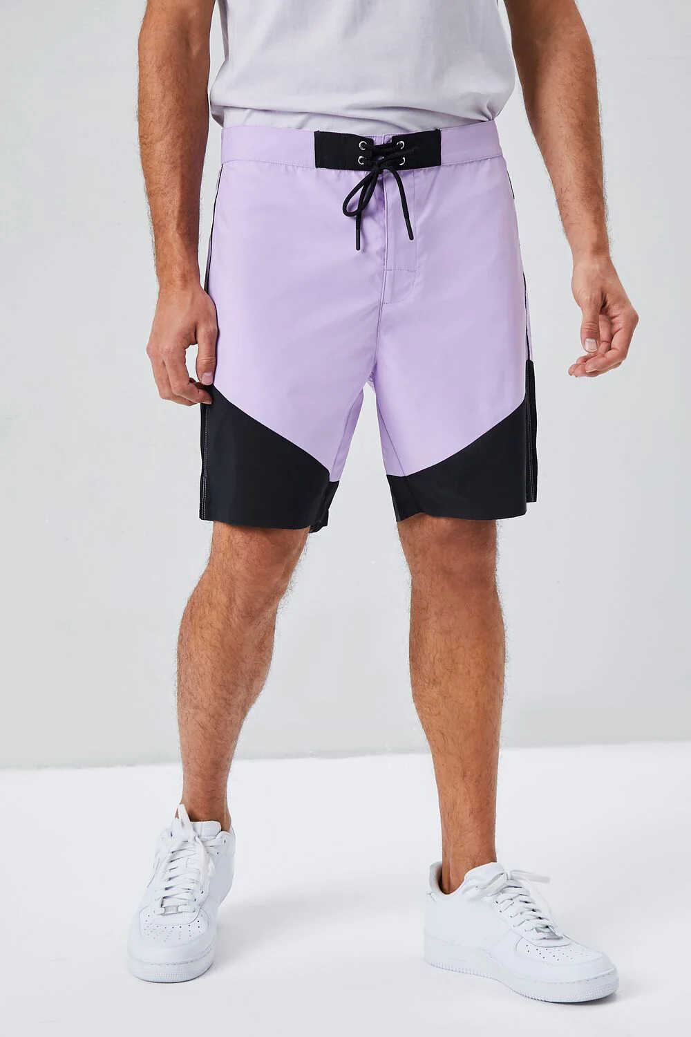 Colorblock Lace-Up Swim Trunks - Image 2