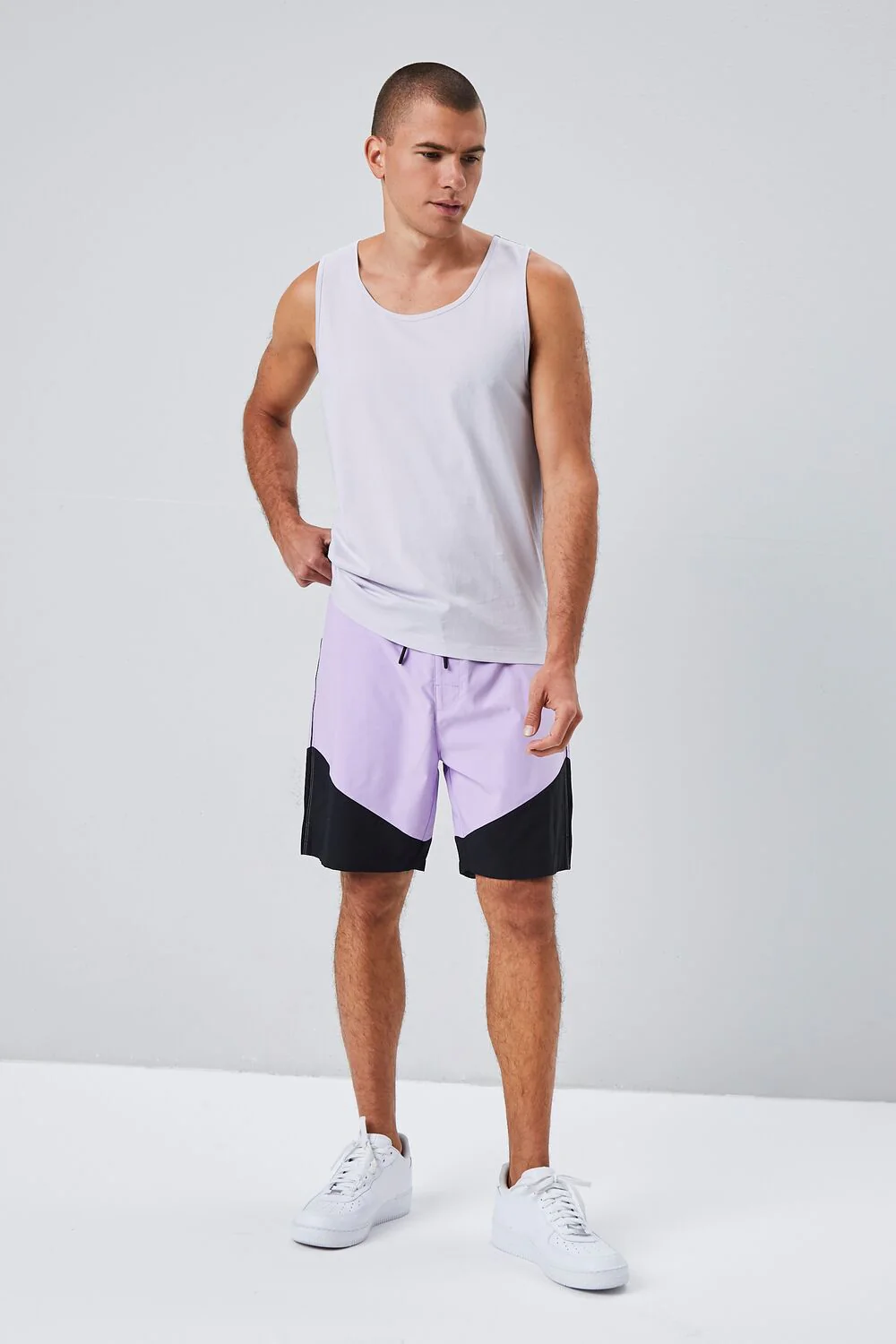 Colorblock Lace-Up Swim Trunks - Image 5