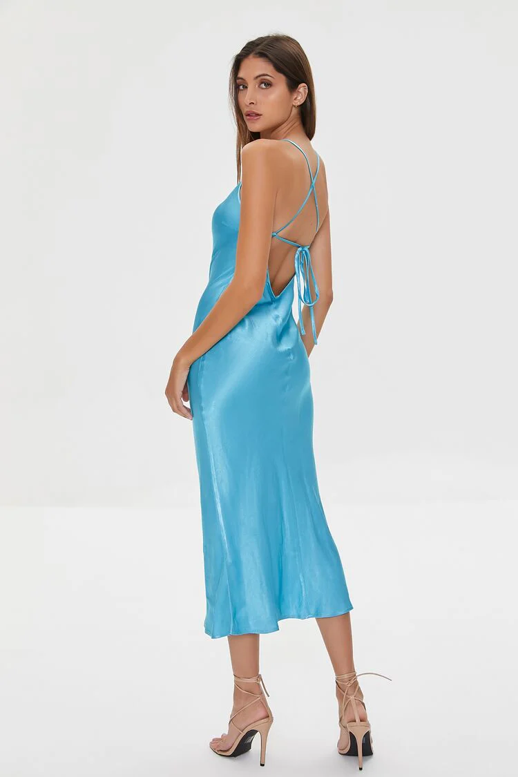 Satin Tie-Back Midi Dress - Image 3