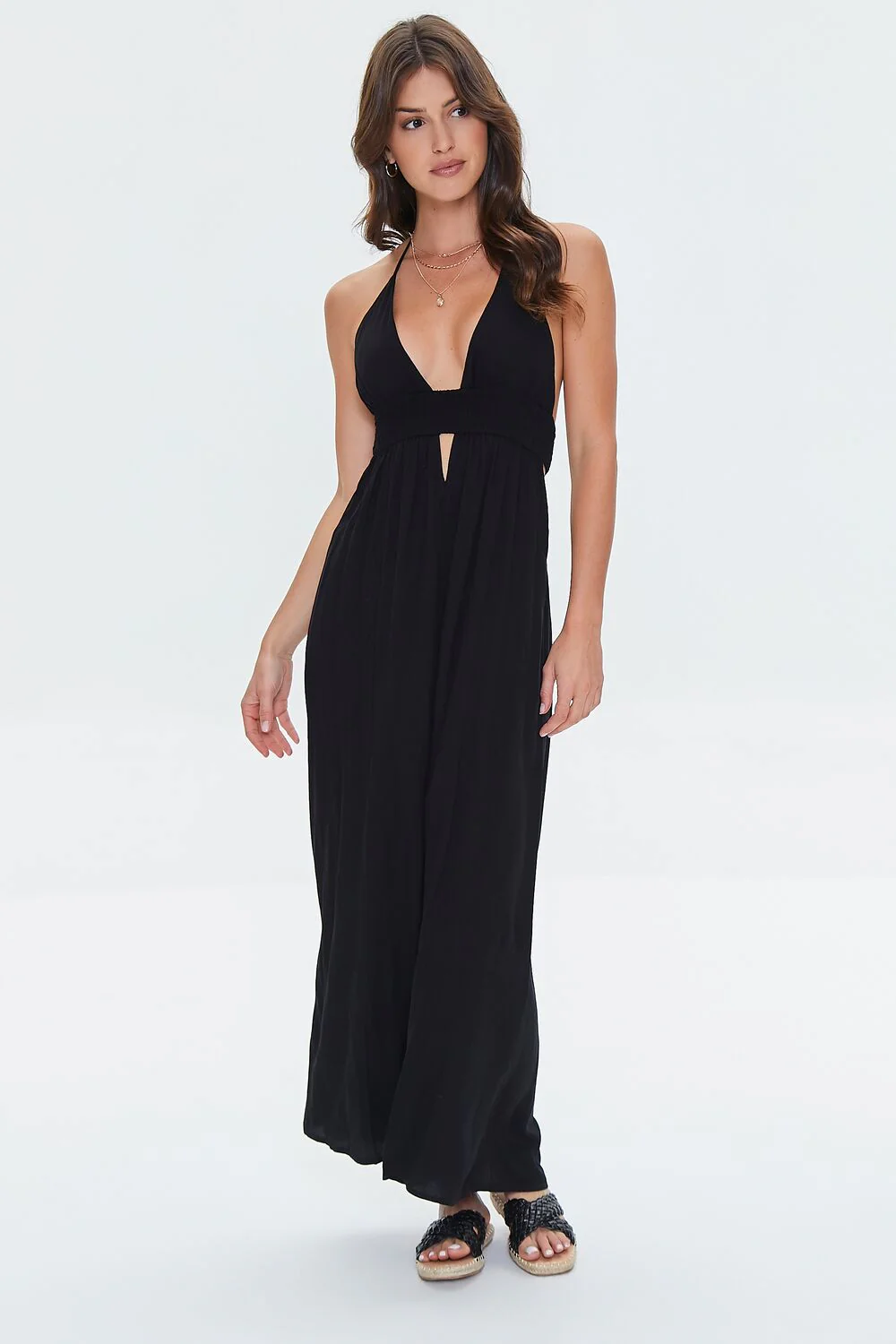 Cutout Plunging Halter Maxi Dress - Image 4