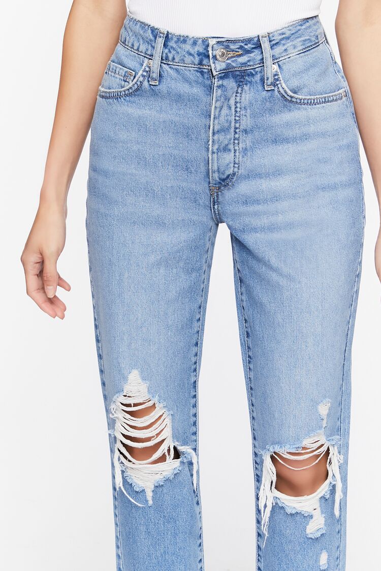 Recycled Cotton Distressed Mom Jeans - Image 6