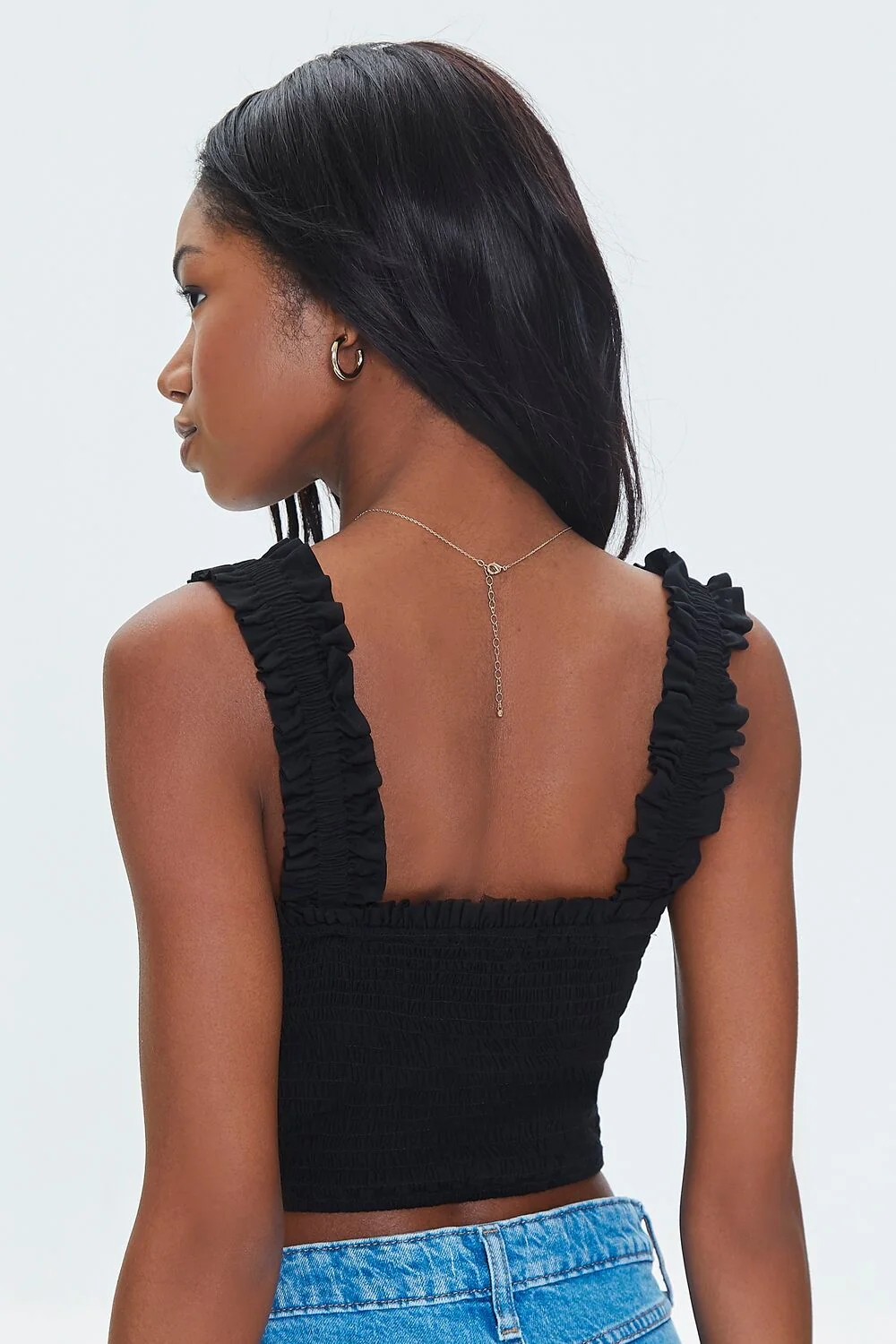 Smocked Ruffled Cropped Tank Top - Image 4