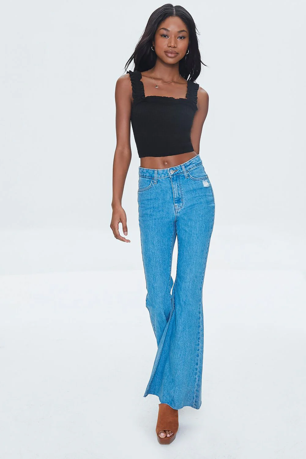Smocked Ruffled Cropped Tank Top - Image 5