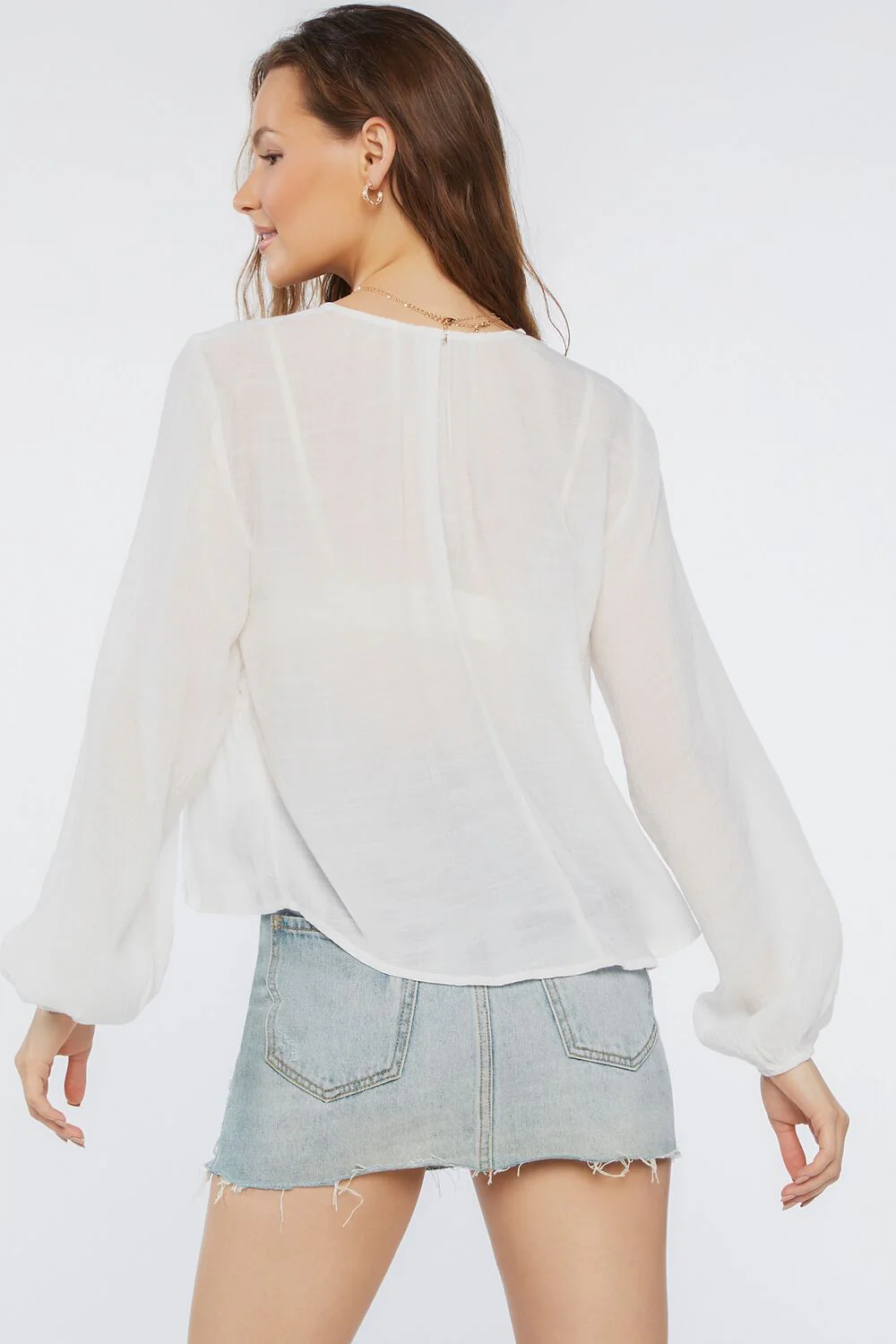 Plunging Peasant-Sleeve Top - Image 3
