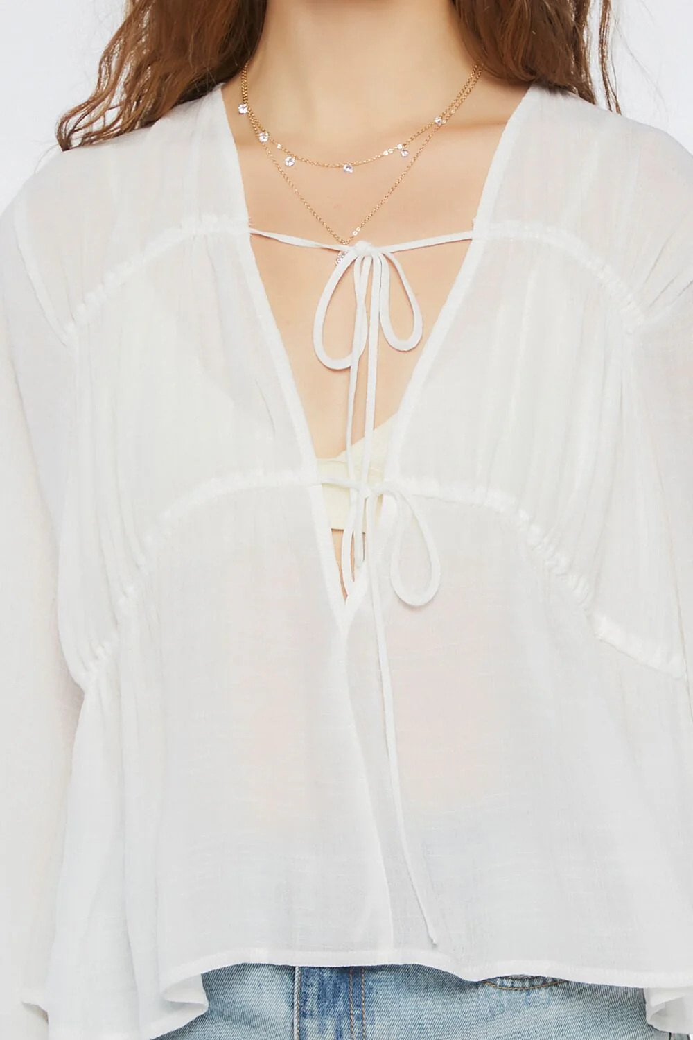 Plunging Peasant-Sleeve Top - Image 5