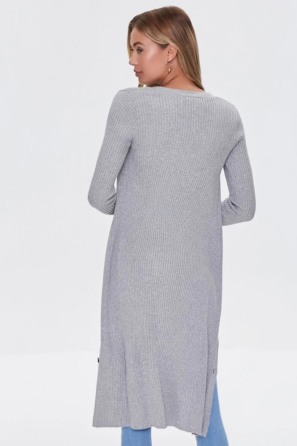 Ribbed Longline Cardigan Sweater - Image 3